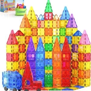 100pcs magnetic tiles stem building toys set with 2 cars